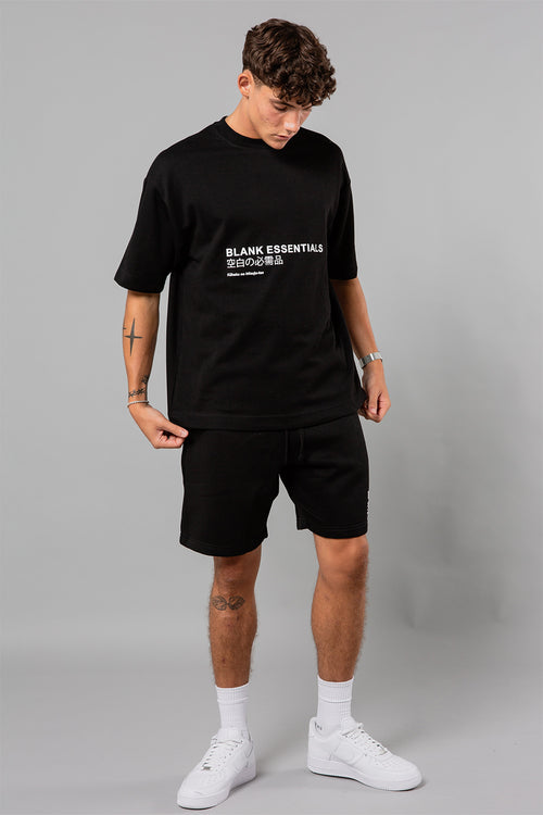 Blank Essentials Black Cotton Short Sleeve T-Shirt with Japanese Graphic Print Image 4