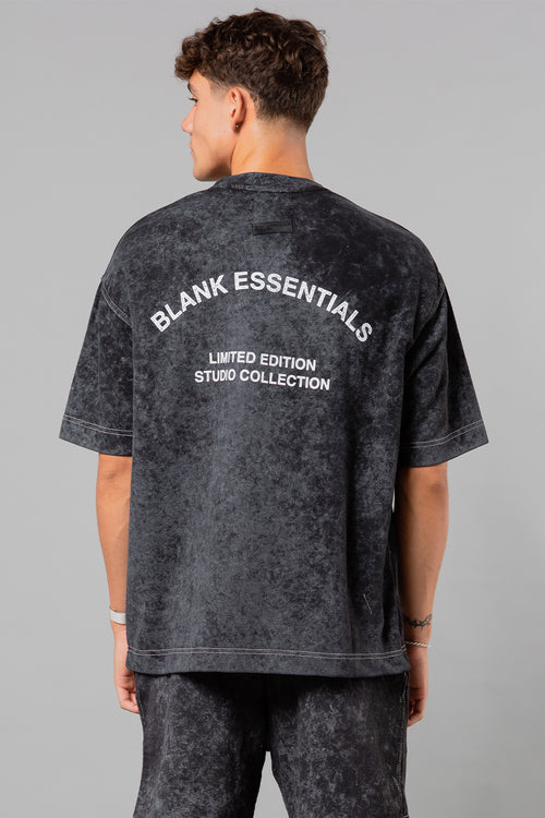 Blank Essentials Black Cotton 'Enzyme' Short Sleeve Washed T-Shirt Image 3