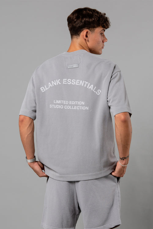 Blank Essentials Storm Grey Cotton 'Enzyme' Short Sleeve Washed T-Shirt Image 3