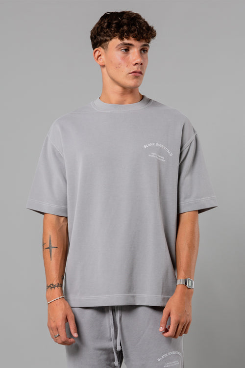 Blank Essentials Storm Grey Cotton 'Enzyme' Short Sleeve Washed T-Shirt Image 2