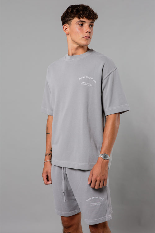 Blank Essentials Storm Grey Cotton 'Enzyme' Short Sleeve Washed T-Shirt Image 4