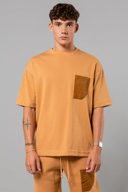 Blank Essentials Camel Cotton Short Sleeve T-Shirt with Chest Pocket Image 2