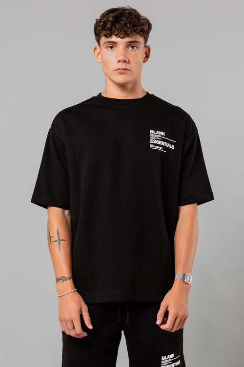 Blank Essentials Black Crew Neck T-Shirt with Graphic Print Image 2