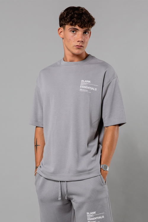 Blank Essentials Storm Grey Crew Neck T-Shirt with Graphic Print Image 2