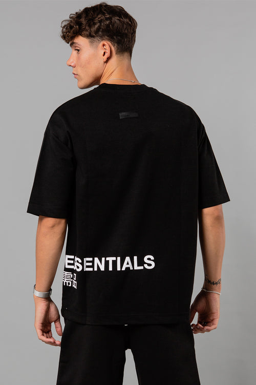 Blank Essentials Black Crew Neck T-Shirt with Graphic Print Image 3