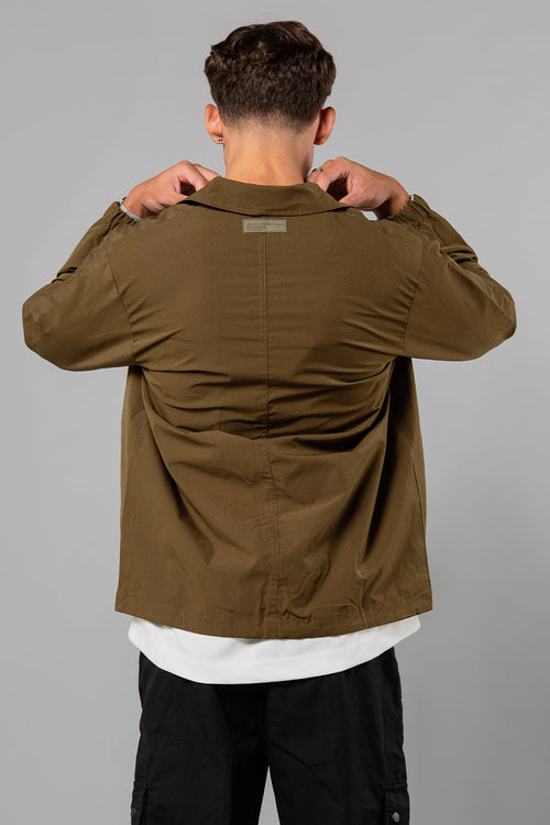 Blank Essentials Khaki Long Sleeve Button-Up Coach Jacket Image 3