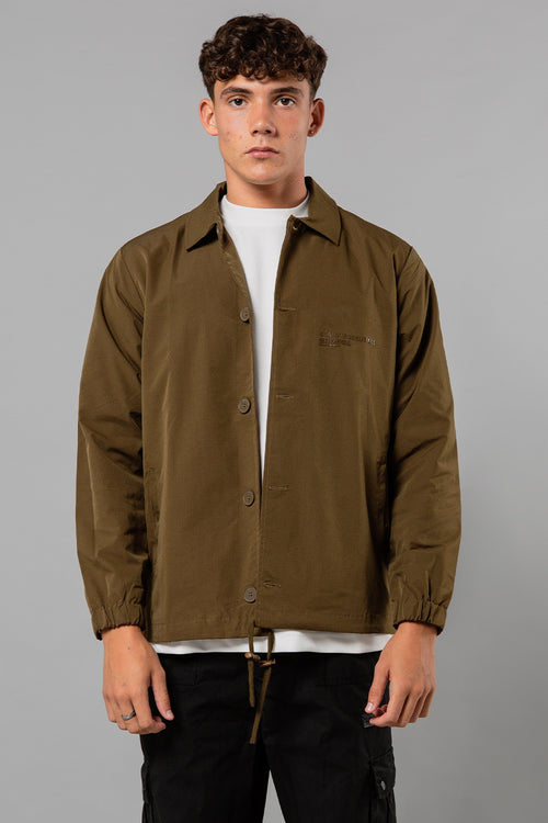 Blank Essentials Khaki Long Sleeve Button-Up Coach Jacket Image 2