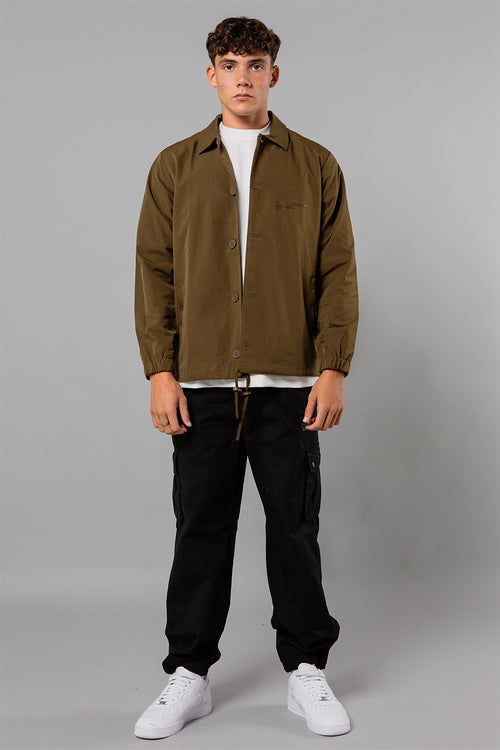 Blank Essentials Khaki Long Sleeve Button-Up Coach Jacket Image 4