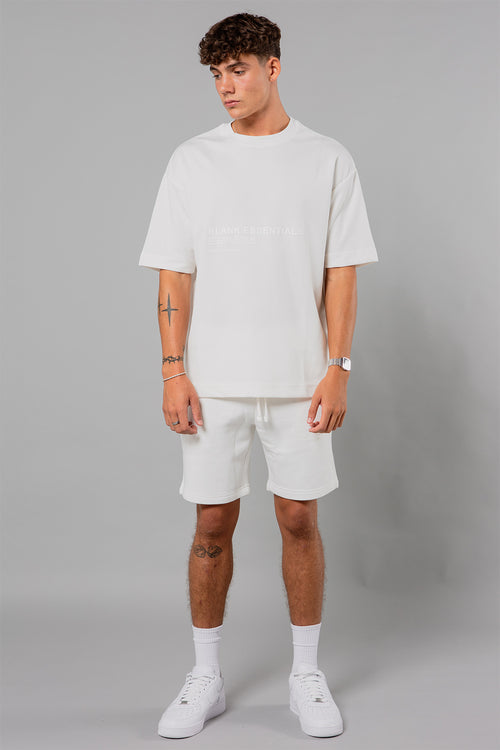 Blank Essentials Off White Cotton Blend Japanese Graphic Print Shorts Image 4