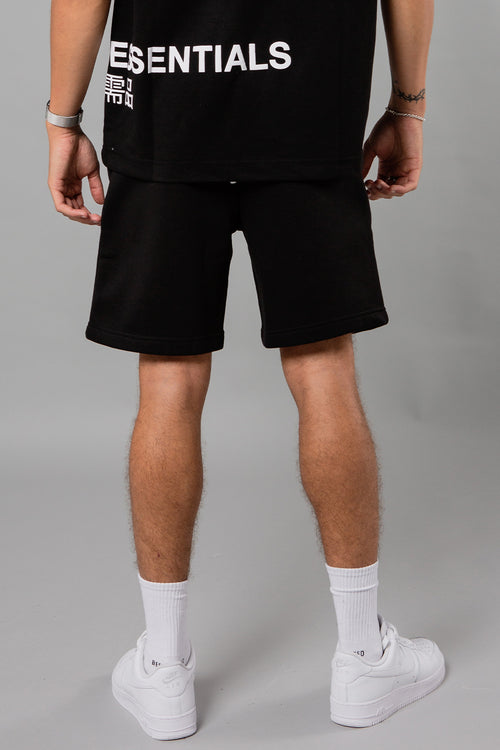 Blank Essentials Black Cotton Blend Japanese Graphic Print Shorts Image 3