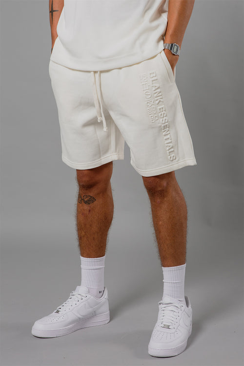 Blank Essentials Off White Cotton Blend 'Etched' Embossed Shorts Image 2