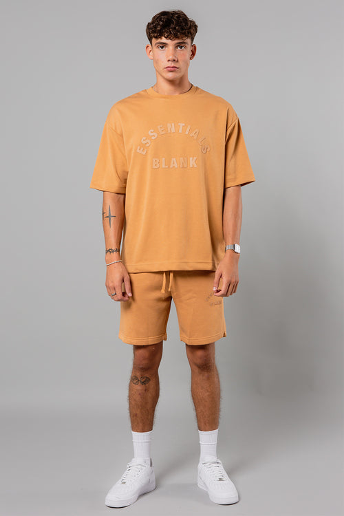 Blank Essentials Camel Cotton Blend 'Arch' Shorts Image 4