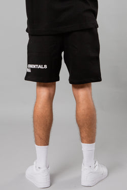 Blank Essentials Black Cotton Blend Shorts with Graphic Print Image 3