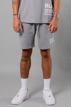 Blank Essentials Storm Grey Cotton Blend Shorts with Graphic Print Image 2